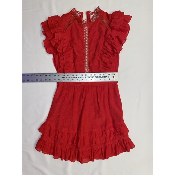 Hello Molly Ruffle Mini dress Red, Sz Small - Picture 7 of 9